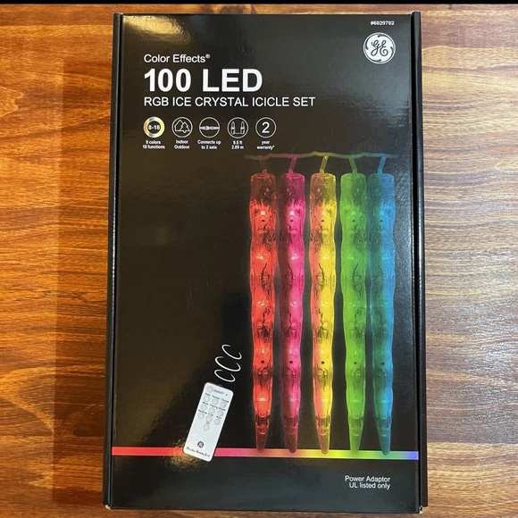 GE Color Effects 20 Ct Color-changing LED Plug-In Christmas Icicle Lights 9.5 Ft